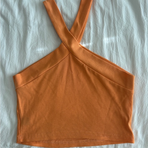 Orange Ribbed Women's Top - Picture 1 of 2